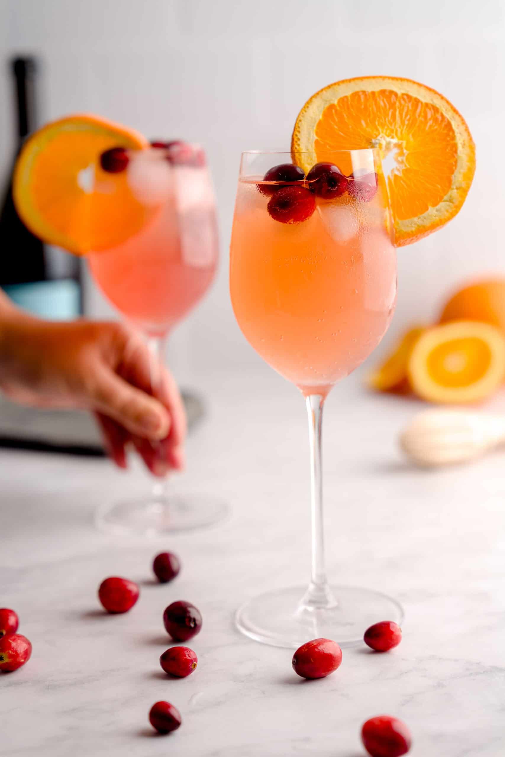 Italian-inspired cranberry aranciata spritz for fall.