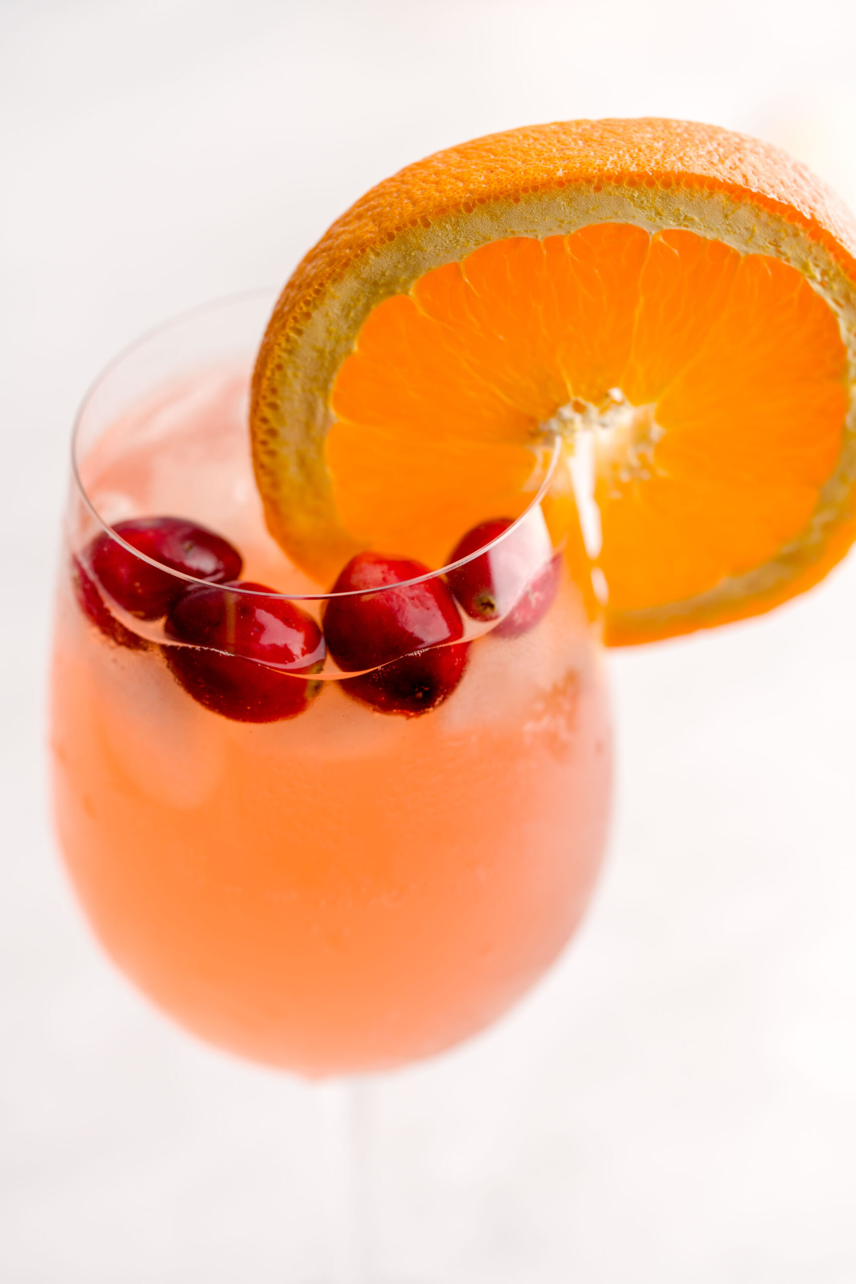 Close up shot of aranciata cranberry cocktail.